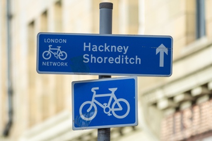 A sign to Hackney and Shoreditch