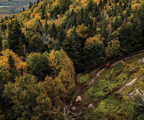 They don’t call it the Kingdom for nothing. This upper-right corner of Vermont boasts down-the-street access to huge networks of singletrack, bomber lift-access runs at a friendly local resort and amazing terrain, as East Burke resident ripper and suspension guru Alex McAndrew samples here during a recent lap down Rude Awakening on Burke Mountain.  DJI, 1/1000 sec, f/4, ISO 100