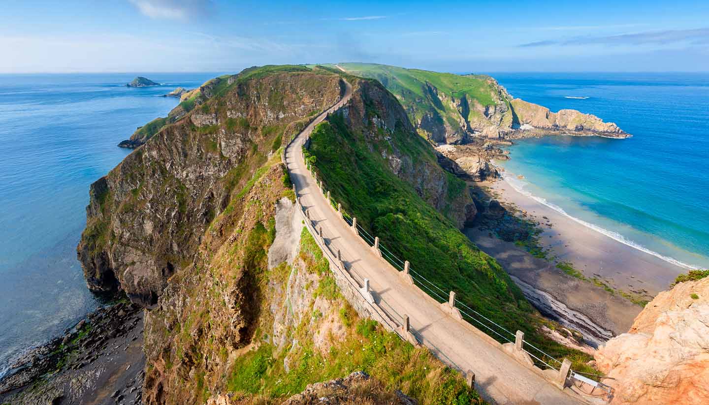 Sark & Herm - Isthmus on Sark, Channel Islands, UK.